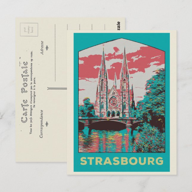 Carte Postale Strasbourg Eglise St Paul illustration France Post (Devant / Derrière)