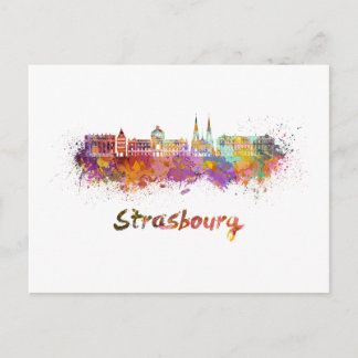 Carte Postale Strasbourg skyline in watercolor