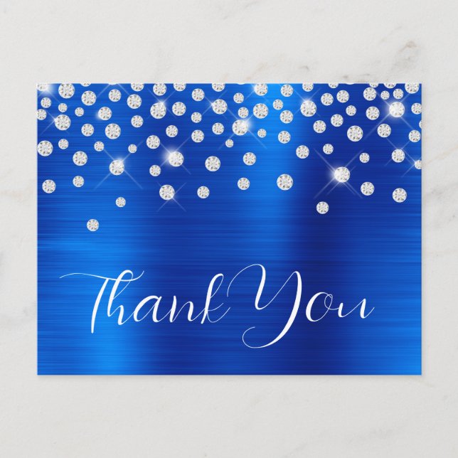 Carte Postale Strass Royal Bleu Remerciement 60e Anniversaire (Devant)