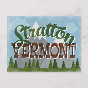 Carte Postale Stratton Vermont Fun Retro Snowy Mountains