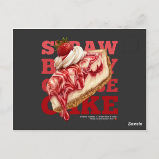 Carte Postale Strawberry Cheesecake Aesthetic Food (dark)