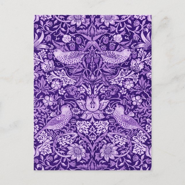 Carte Postale Strawberry Thief Purple, William Morris (Devant)