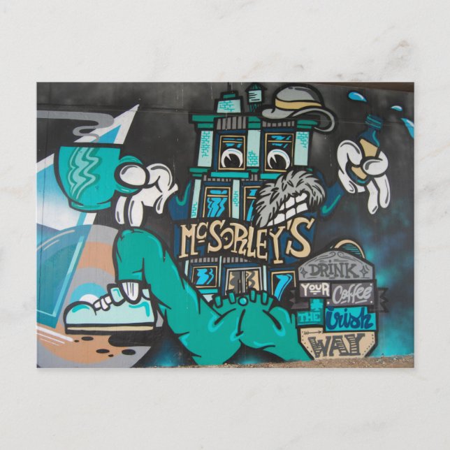 Carte Postale Streetart : Graffiti irlandais drôle (Devant)