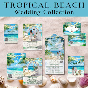 Carte Postale String Lights Tropical Beach Merci Mariage