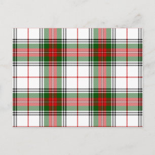 Carte Postale Stuart / Stewart tartan blanc rouge vert plaid