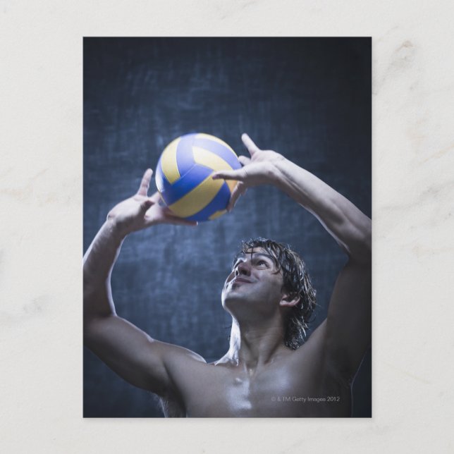 Carte Postale Studio tourné du joueur de volley-ball jouant (Devant)