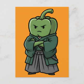 Carte Postale Sturdy Green Bell Pepper Samurai Bodyguard 