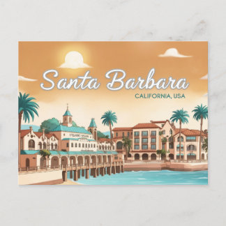 Carte Postale Style Anime Père Noël Barbara, Californie, États-U