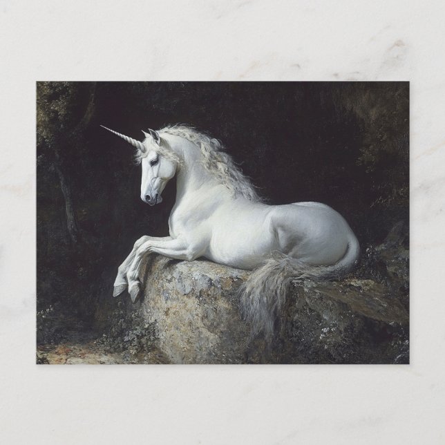 Carte Postale Style antique Peinture Unicorne (Devant)