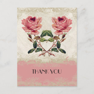 Carte Postale Style baroque Dentelle Rose Vintage