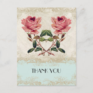 Carte Postale Style baroque Rose Vintage Aqua n Cream Lace