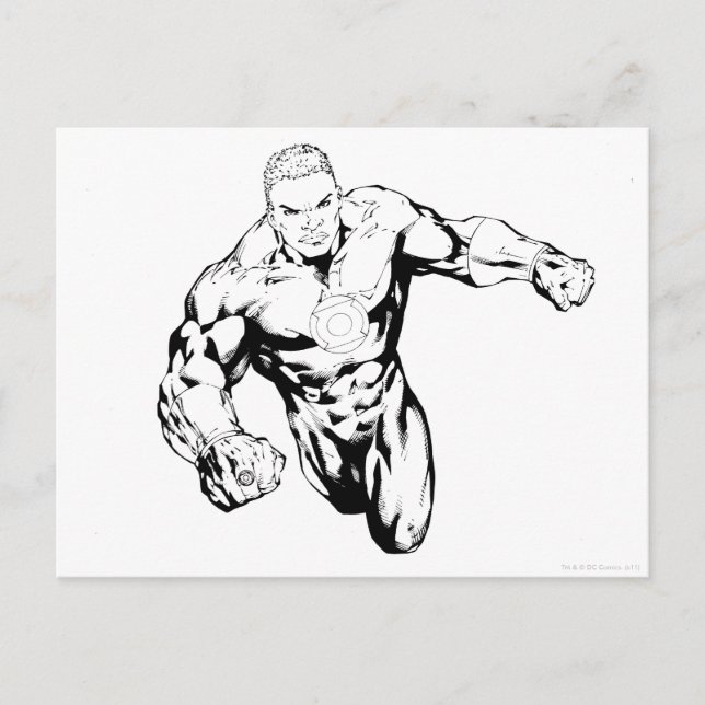 Carte Postale Style comique - Lanterne verte, noir et blanc (Devant)