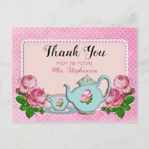 Carte Postale Style Cottage rose anglais Fête des mariées Merci