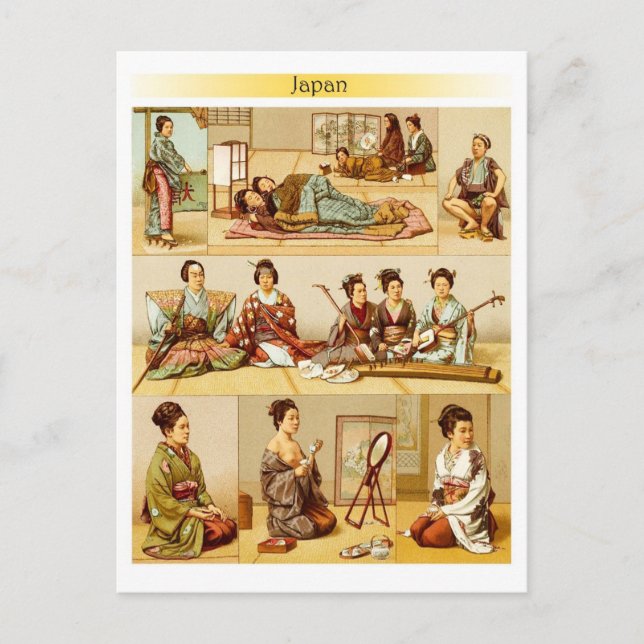 Carte Postale Style de vie japonais sur les sols traditionnels d (Devant)