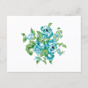 Carte Postale Style Décoratif, Crème Menthe, Bleu Fontaine, Turq