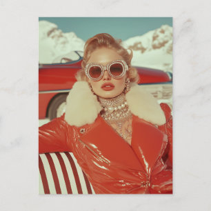 Carte Postale Style d'hiver rétro et glamour dans un cadre alpin