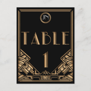 Carte Postale Style Gatsby Art déco d'or noir Tableau Numéro 1