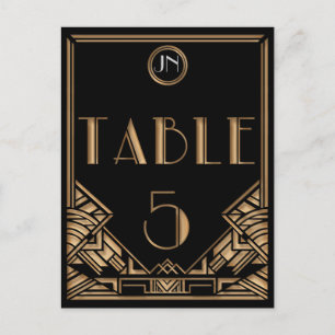 Carte Postale Style Gatsby Art déco d'or noir Tableau Numéro 5