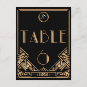 Carte Postale Style Gatsby Art déco d'or noir Tableau Numéro 6