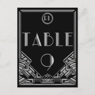 Carte Postale Style Gatsby Art Déco Noir Tableau Numéro 9
