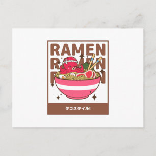 Carte Postale Style Octopus Ramen - Ramen Avec Octopus