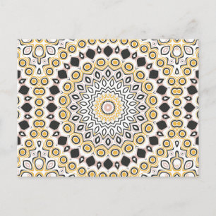 Carte Postale Style Rétro Jaune Moutarde et Médaillon Noir