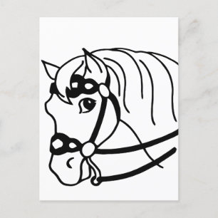 Carte Postale Style rétro minimal Cheval Head Art animal