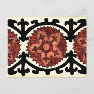 Carte Postale Style Suzani Motif Floral Décoratif