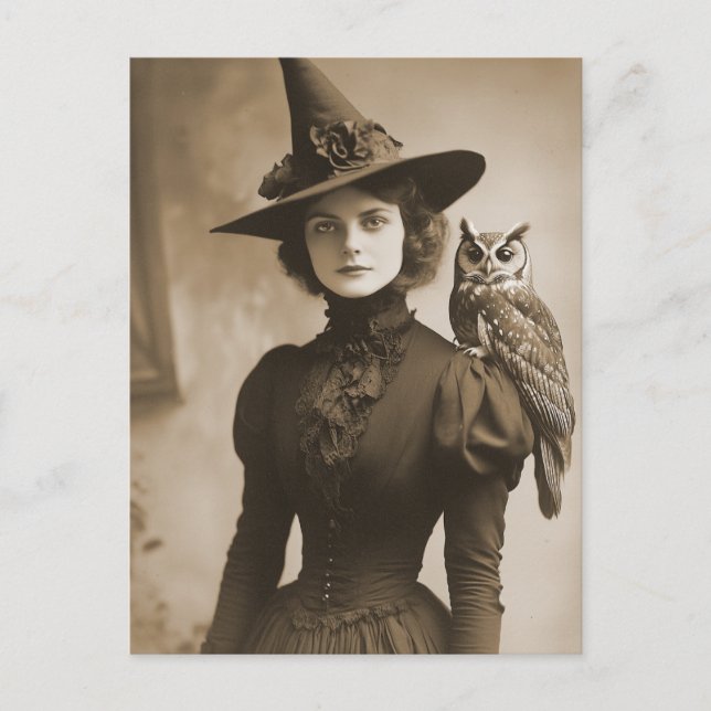 Carte Postale Style Victorian Witch Sepia Portrait 11 (Devant)