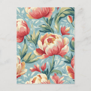 Carte Postale Style victorien élégant pivoines florales