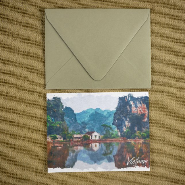 Carte Postale Style Vietnam Asie décor Voyage (vietnam asia travel postcard)