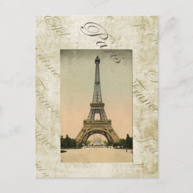 Carte Postale Style vintage Tour Eiffel (Devant)