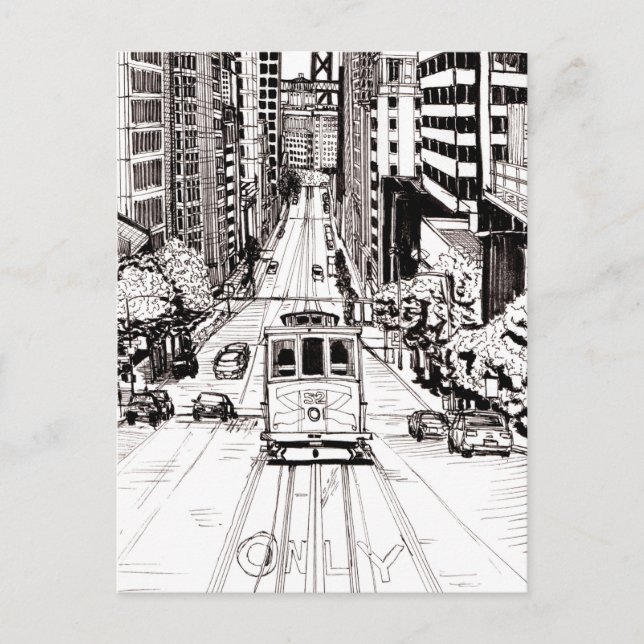 Carte Postale Stylet et dessin d'encre de San Francisco (Devant)