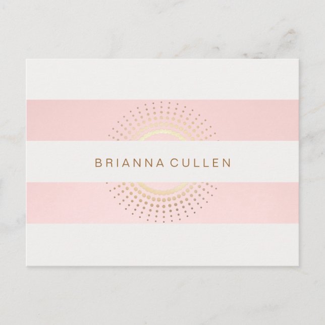 Carte Postale Stylish and Elegant Striped Pink and Gold Circles (Devant)