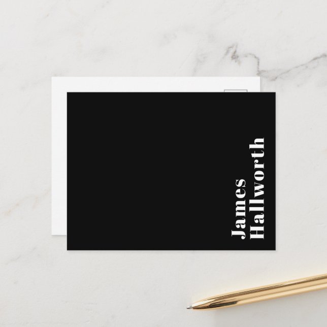 Carte Postale Stylish Editable Retro Modern Name (ou autre texte (Devant/Arrière en situation)