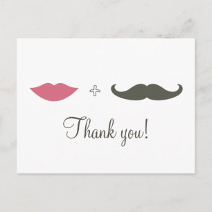 Carte Postale Stylish Mustache et Merci des lèvres