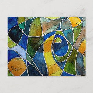 Carte Postale Stylo et encre Aquarelle Abstraite