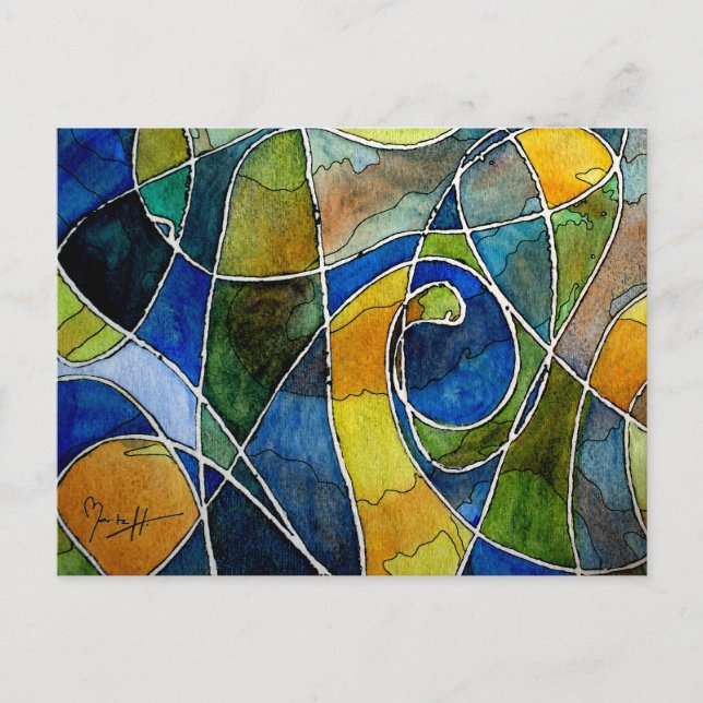 Carte Postale Stylo et encre couleur d'aquarelle Abstraite (Devant)