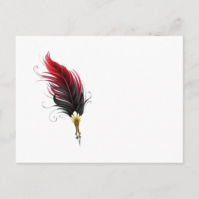 Carte Postale Stylo rouge en plumes avec nib or (Devant)