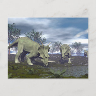 Carte Postale Styracosaurus dinosaures allant à l'eau - rendu 3D