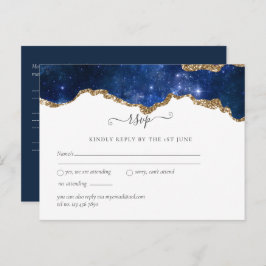 Carte Postale Sublime Agate Bleu Or ENSEMBLE DE MARIAGE