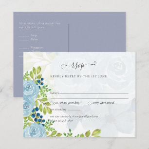 Carte Postale Sublime DUSTY BLUE Florale Mariage Suite