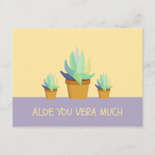 Carte Postale Succulente d'Aloe Vera jaune violette drôle