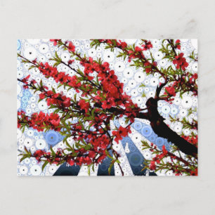 Carte postale Succursale de framboise et de fleur 