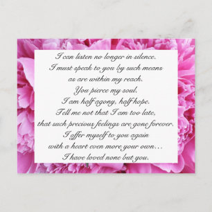 Carte Postale Sucrerie romantique rose florale Citation d'amour