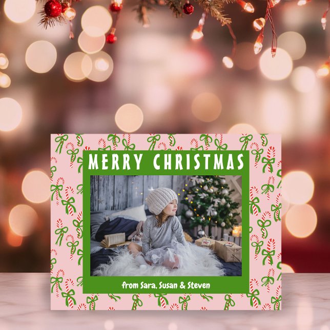 Carte Postale Sucres de canne de Noël Noël Noël Fêtes photo pers (Christmas Candy Canes Xmas Holiday CUSTOM Photo Postcard
)