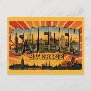 Carte Postale Suède Pays Vintage 