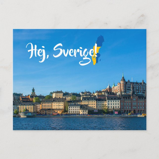 Carte Postale Suède Stockholm Hej Sverige (Devant)