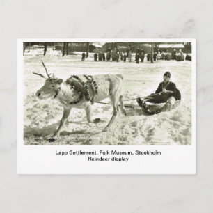 Carte Postale Suède vintage, Lapp Settlement, Folk Museum,