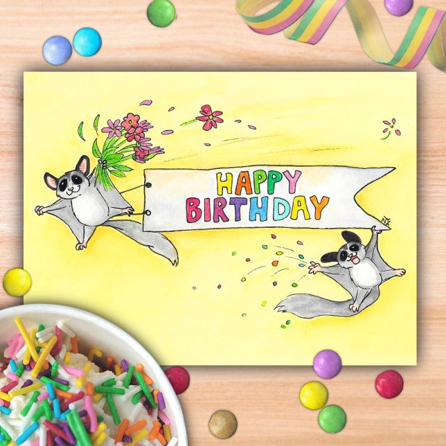 Carte Postale Sugar Gliders Joyeux Anniversaire  (Créateur téléchargé)